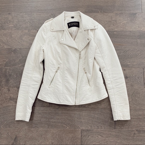 Guess Jackets & Blazers - Guess Pebble Leather Cream Jacket